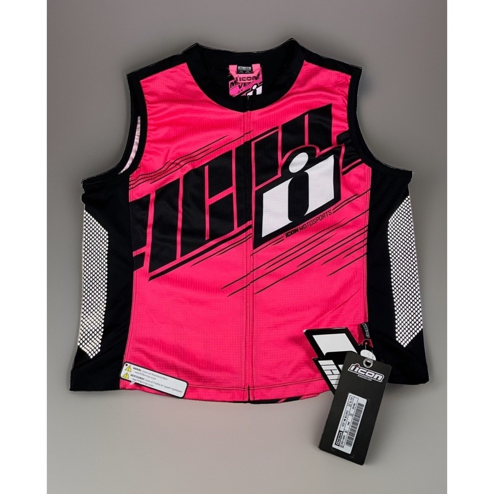 NWT Icon Womens Mil-Spec 2 Vest Pink Black Motorcycle Reflective XL 2X 2831-0063